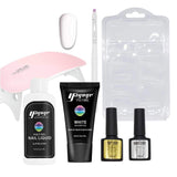 Yayoge Nail Poly Gel Kit 30ml White Quick Extension Gel Varnish with Nail Manicure Tools for Nail Extensions Nail Art DIY Salon and at Home