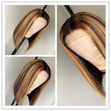 Ombre 4/27 Blonde Bob Lace Front Wigs Brazilian Human Hair Short Straight hair Wig With Baby Hair For Black Women (10 Inch, 4/27)