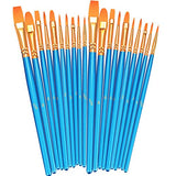 Paint Brushes Set, 2 Pack 20 Pcs Round Pointed Tip Paintbrushes Nylon Hair Artist Acrylic Paint Brushes