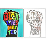 11 x 14 Canvas Painting Kit | Black Lives Matter Fist Pre Drawn Stretched Canvas Kit
