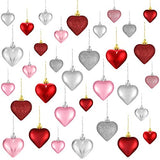 Valentine's Day Heart Ornaments, 3 Heart Baubles Heart Shaped Christmas Tree Baubles