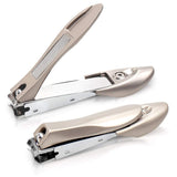 2 Pack Nail Clippers, Zinc Alloy Stainless Steel Nail Cutters, Cutting Force Fingernail Clipper and 4mm Wide Jaw Thicker Toenail Clipper, Ergonomic Design Nail Trimmer for Adults, Kids, Elderly