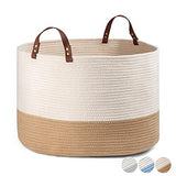 Extra Large Cotton Rope Basket KRUIO Collapsible Woven Laundry Basket with Handles