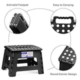 Delxo Folding Step Stool for Kids 9Inch Tall 11Inch Wide Foldable Step Stool Black