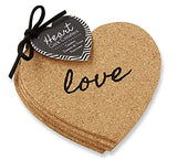 Kate Aspen "Heart" Cork Coasters, Set of 4