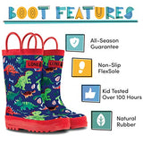 LONECONE Rain Boots with Easy-On Handles in Fun Patterns for Toddlers and Kids