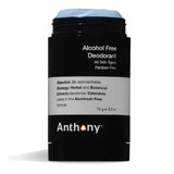 Anthony Alcohol Free Deodorant 2.5 Fl Oz, Contains Calendula, Wild Mint, Herbal and Botanical Extracts, Aluminum Free, Deodorizes and Cools Underarm Skin For All Day Protection