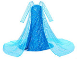 Luxury Princess Dress Costumes with Shining Long Cape Girls Birthday Party 2T 3T