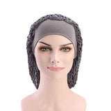 EPIEUREKA Elastic Wide Band Net Night Sleep Cap Hat Crocheted Slouchy Beanie Double Layered Snood Bonnet (One Size, Grey)