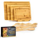 Smirly Bamboo Cutting Board for Kitchen: Set of 4 Butcher Block Wood Cutting Boards