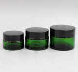 30ML(1 OZ) Green Glass Empty Refillable Cosmetic Cream Jar Pot Bottle Container With Black Cap for Salve Face Cream Lip Balm Lotion And DIY Homemade Products (4PCS)