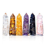 Healing Crystal Wand Set of 6 Orgonite – Includes 3” Amethyst Crystal, Tigers Eye