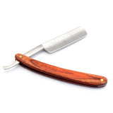 Pro Natural Wooden Handle 420 Steel Straight Razor+2 Layers Leather Canvas Strap