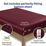 400-Thread-Count Twin XL Sheet Set - Burgundy Red Wine Pure Cotton Sheets