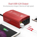 BESTEK 300W Power Inverter DC 12V to 110V AC Car Inverter with 4.2A Dual USB Car