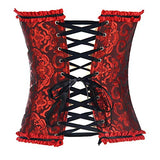 Women's Lacing Corset Top Satin Floral Boned Overbust Body Shaper