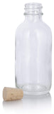 2 oz Clear Glass Boston Round Bottle with Cork Stopper Closure (6 Pack) + Funnel