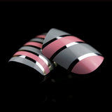 ArtPlus 24pcs x 4 (4-Pack) Pink Grey Chrome Elegant Touch False Nails Premium Pack Full Cover Medium Length with Glue Fake Nails Art 4 Boxes in 1 Premium Pack Buy 3 Get 1 Free