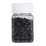 Bead Hair Extension Tools, Silicone Micro Link Rings, 1 Bottle/Set 500Pcs 5mm Lined Beads 5 Colors Optional Silicone Lined Links Beads Linkies for Hair Extensions (Black)