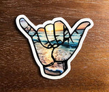 Shaka decal | Hawaii beach hang loose sticker for a hydro flask, laptop, water bottle