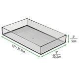 mDesign Wide Makeup Organizer for Bathroom Drawers, Vanity, Countertop - Storage Bins for Makeup Brushes, Eyeshadow Palettes, Lipstick, Lip Gloss, Blush, Concealers - 2 Pack, 12" x 8" - Smoke Gray