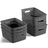 Set of 6 Plastic Storage Baskets - Small Pantry Organizer Basket Bins