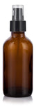 4 oz Amber Glass Boston Round Treatment Pump Bottle (4 Pack) + Funnel