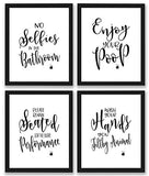 Bathroom Quotes and Sayings Art Prints | Set of Four Photos 8x10 Unframed | Great Gift