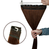 20 inch Clip in Hair Extensions Human Hair One Piece Clip in Remy Hair for Women Long Straight Natural Soft Real Hair 3/4 Full Head Skin Weft Rooted Clip on with 5 Clips Medium Brown #4