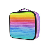 ATONO Bright Colors Rainbow Striped Portable Makeup Bags Professional Cosmetic Toiletry Travel Box Organizer Compartments Case Multifunction Storage Waterproof Adjustable Dividers for Girls&Women