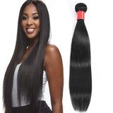 AUTTO Hair Unprocessed Brazilian Virgin Human Hair Straight One Bundle 24inch Virgin Straight Human Hair Bundle Weave Extension Natural Black (100+/-5g)/bundle Can be Dyed and Bleached