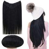 RUNATURE 20 Inches V Clip in Hair Extensions Color 1 Jet Black One Piece (100g) Clip in Straight Hair Extensions for Women
