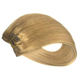 120g Clip in Extensions 15inch Clip in Human Hair Extensions Silky Straight Clip in/on Hair Thick End Full Head Top Fashion Summer Hairstyle for Women 7pcs #27 Dark Blonde(16"18"20"22")