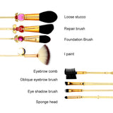 KUASU Sailor Moon Makeup Brush Set w/Pouch - Rose Gold Cosmetic Brushes With Sailor Moon Gems (JIN193)