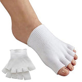 Bcurb Toe Gel Socks Moisturizes Skin Gel Lined Toes Separating Therapeutic Compression Socks for Dry Forefoot Feet Hard Cracked Skin (White-2PairToeGelSocks)