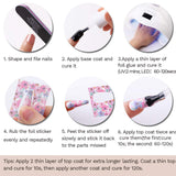 Makartt Nail Art Foil Glue Gel for Foil Stickers with Mini Led Lamp Nail Transfer Tips Manicure Art DIY 15ML, 10PCS (4cm100cm) Rose Flowers Stickers, Base Top Coat Soak Off