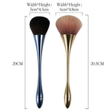 Vtrem 2 Pieces Large Powder Mineral Brush, Foundation Makeup Brushes, Face Brush for Large Coverage Loose Powder & Blush Blending Buffing (Gold & Blue)
