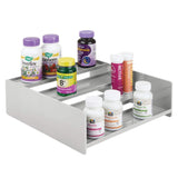 mDesign Plastic Bathroom Storage Organizer Shelf for Cabinet, Vanity, Countertop - Holds Vitamins, Supplements, Medicine Bottles, Essential Oils, Nail Polish, Cosmetics - 4 Level Storage - Light Gray