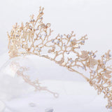 Drecode Bridal Crowns and Tiras Gold Rhinestones Dragonfly Crown Crystal Bride Hair Accessories for Women and Girls