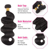 Brazilian Body Wave Virgin Hair 1 Bundle 16 Inch 9A Unprocessed Human Hair Weave Single Bundle Natural Black Hair Extensions 100g(16Inch)