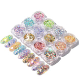 12 boxes Colorful Christmas Glitter Powder Dust Nail Art Glitter Powder Tips Decoration Festival Glitter Cosmetic Face Hair Body Art Glitter Nail Art