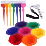 Small Hair Coloring Dye Mixing Tint Bowls and Brush Kit - Set of 7 Different Rainbow Color