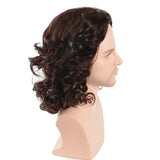 BERON Men's Short Curly Brown Wig Heat Resistant Natural Looking for Halloween Cosplay Party Costume or Daily Use (Dark Brown)