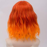 Short Bob Wig with Bangs Cosplay Lolita Wavy Harajuku Synthetic Hair For Women Girls Costume(Ombre Orange)