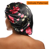 Silk Bonnet for Women, XL Large Stain Silk Bonnet for Natural Hair, Women Sleep Cap Bonnets With Comfortable Wind Band (4 Pack)