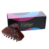 3.5 Inch Jaw Clip Hair Claw With Diamonds and Heart Motif -Brown