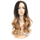 Ombre Wig Blonde Light Brown Middle Part Long Wavy Wig Heat Resistant Synthetic Daily Party Wig for Women