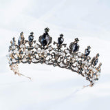 Nicute Baroque Crowns and Tiaras Black Bride Wedding Rhinestone Tiara Queen Crystal Headpieces Jewelry for Women and Girls