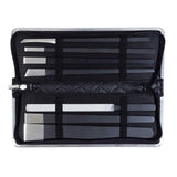 NKTM Professional Pedicure Knife Set - 7 Piece Stainless Steel Nail Care Kit with Leather Travel Case - Black