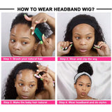 Human Hair Headband Wigs for Black Women Deep Wave Headband Wigs 150 Density Glueless Non Lace Front Wig Human Hair Wigs Deep Curly Hair Wig with Headbands No Plucking Wigs (14)